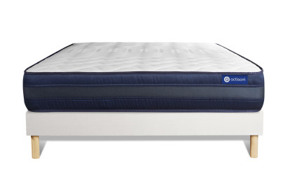 Ensemble Matelas Sommier 200x200 cm - Sommier Blanc (en kit) - Actilatex Tech