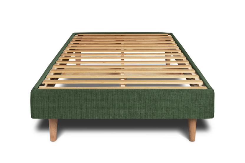 Sommier à Lattes 90x200 cm - H29 cm - Toile nattée - Vert kaki