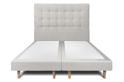 Lit 2x 80x200 cm - Sommier tapissier H29 cm + tête de lit capitonnée - Tissu Velours Gris Clair