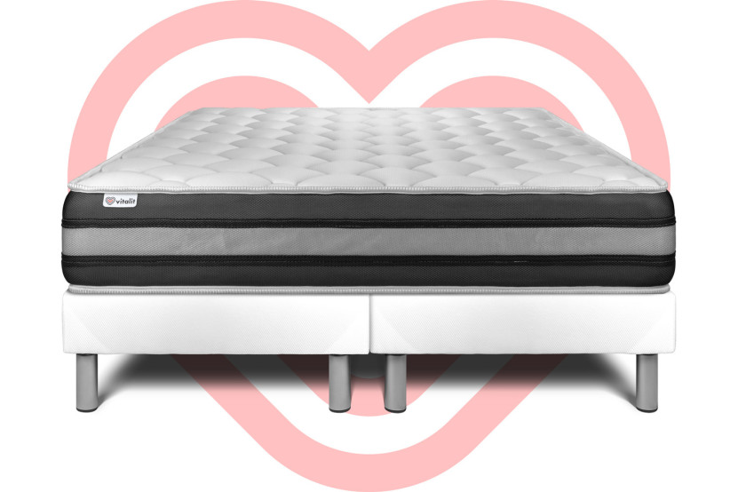 Ensemble Matelas Sommier 180x200 cm - 2 Sommiers Blanc - Vitalspring Zen