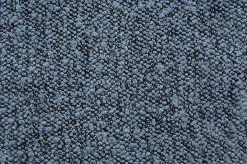 Lit 90x200 cm - Sommier à lattes H29 cm + tête de lit capitonnée - Tissu Bouclette Bleu