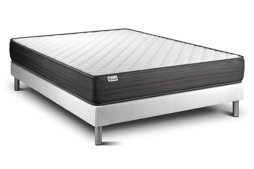 Ensemble Matelas Sommier 140x190 cm - Sommier Blanc (en kit) - Vitalpower Ensemble Matelas Sommier 140x190 cm - Sommier Blanc (en kit) - Vitalpower