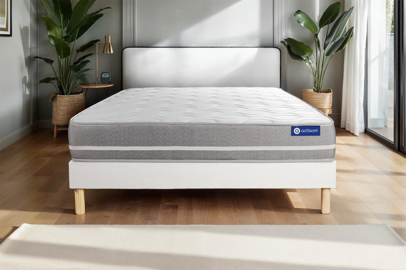 Ensemble Matelas Sommier 160x190 cm - Sommier Blanc (en kit) - Actiflex Touch
