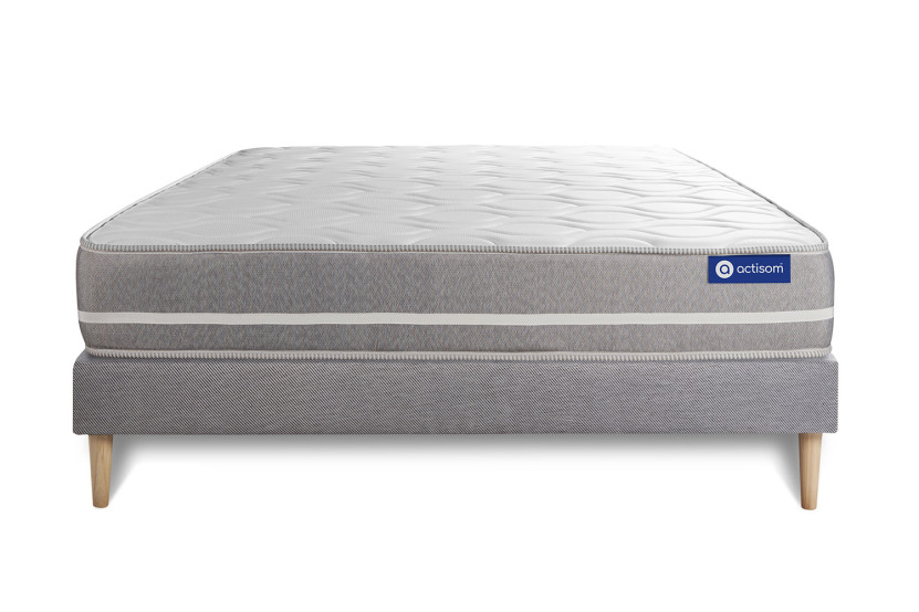 Ensemble Matelas Sommier 150x190 cm - Sommier Gris (en kit) - Actilatex Touch