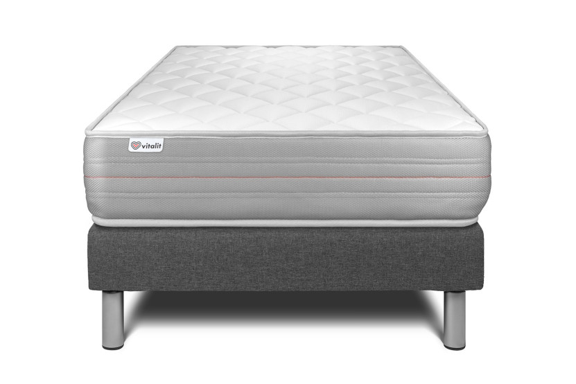 Ensemble Matelas Sommier 120x200 cm - Sommier Gris (en kit) - Vitalmemo Ensemble Matelas Sommier 120x200 cm - Sommier Gris (en kit) - Vitalmemo