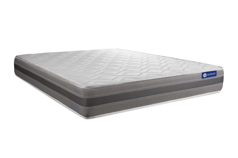 Pack lit complet 140x190 cm - Matelas + Sommier Gris (en kit) + 2 oreillers + Couette - Actiflex Relax