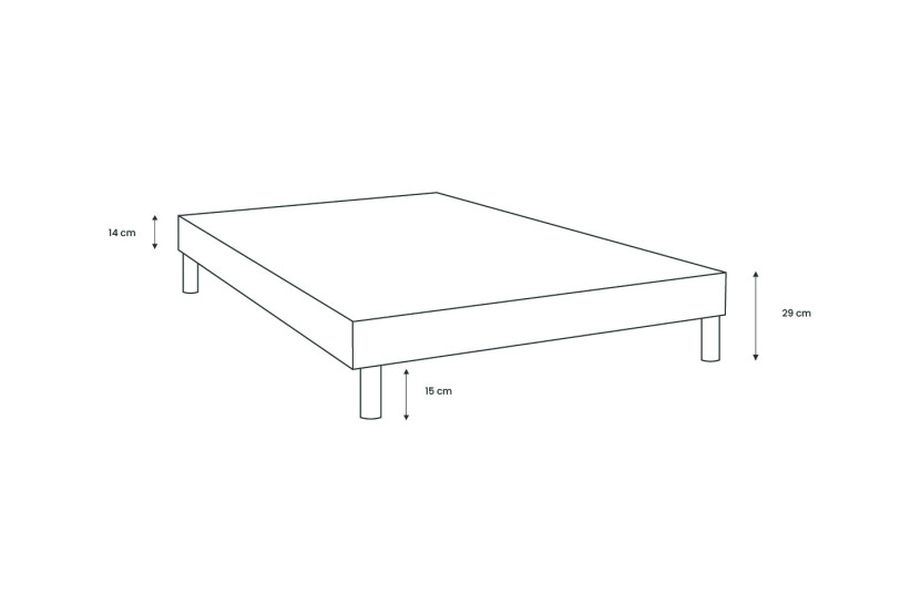 Sommier Tapissier 90x190 cm - H29 cm - Velours - Bleu océan