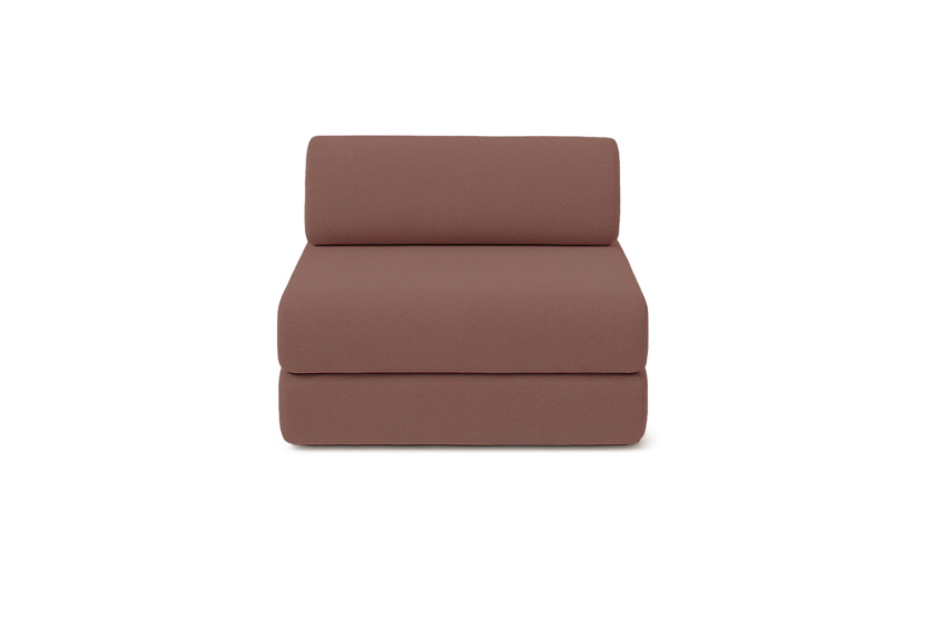 Canapé d'angle 6 places - 3 modules convertibles : Canapé 3 places + Fauteuil + Pouf - Tissu lisse Terracotta