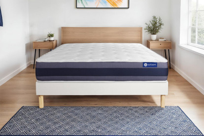 Ensemble Matelas Sommier 120x195 cm - Sommier Blanc (en kit) - Actimemo Morpho