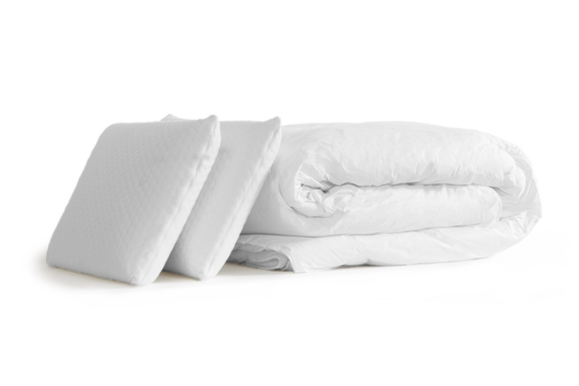 Pack lit complet 180x200 cm - Matelas + 2 Sommiers Gris + 2 oreillers + Couette - Biocare