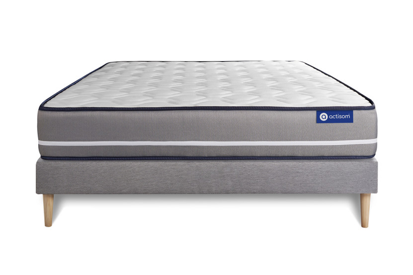 Ensemble Matelas Sommier 135x200 cm - Sommier Gris (en kit) - Actilatex Pur