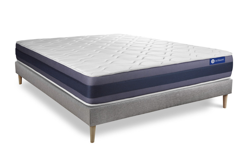 Ensemble Matelas Sommier 160x190 cm - Sommier Gris (en kit) - Actilatex Morpho