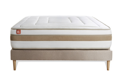 Ensemble Matelas Sommier 140x190 cm - Sommier Beige (en kit) - Le Raffiné