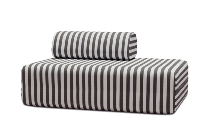 Canapé 2 places modulable - Tissu extérieur à rayures, blanc et gris anthracite