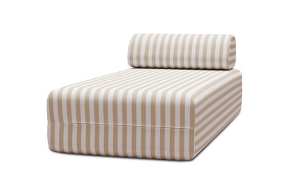 Méridienne modulable - Tissu extérieur à rayures, blanc et beige