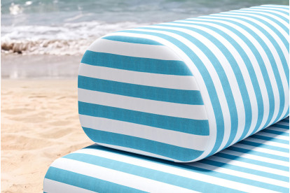 Méridienne modulable - Tissu extérieur à rayures, blanc et bleu