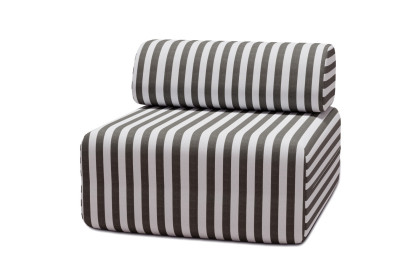 Fauteuil modulable - Tissu extérieur à rayures, blanc et gris anthracite