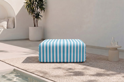 Pouf modulable - Tissu extérieur à rayures, blanc et bleu