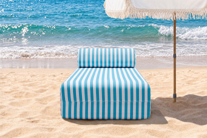 Méridienne modulable - Tissu extérieur à rayures, blanc et bleu