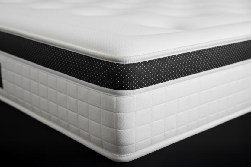 Pack lit complet 140x200 cm - Matelas + Sommier Noir (en kit) + 2 oreillers + Couette - Privilège