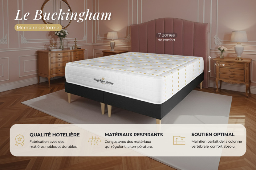 Matelas 200x200 cm Mémoire de forme - Buckingham