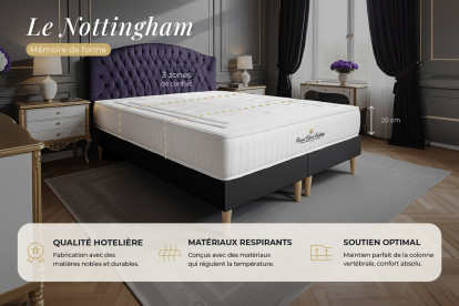 Ensemble Matelas Sommier 140x190 cm - Sommier Blanc (déjà monté) - Nottingham