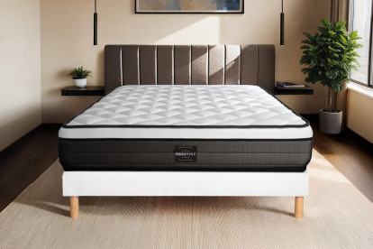 Ensemble Matelas Sommier 80x190 cm - Sommier Blanc (déjà monté) - Suite