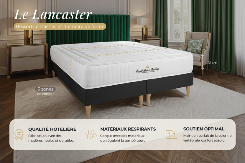 Matelas 140x190 cm Ressorts ensachés et Mémoire de forme - Lancaster