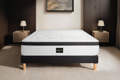 Ensemble Matelas Sommier 80x190 cm - Sommier Noir (en kit) - Privilège