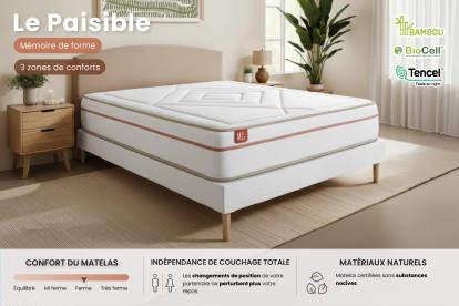 Matelas 200x200 cm Mémoire de forme - Le Paisible