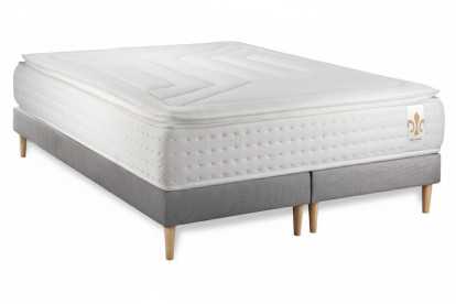 Pack lit complet 180x200 cm - Matelas + 2 Sommiers Gris + 2 oreillers + Couette - Vingt-Quatre PLUS