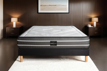 Ensemble Matelas Sommier 80x200 cm - Sommier Noir (déjà monté) - Exclusive