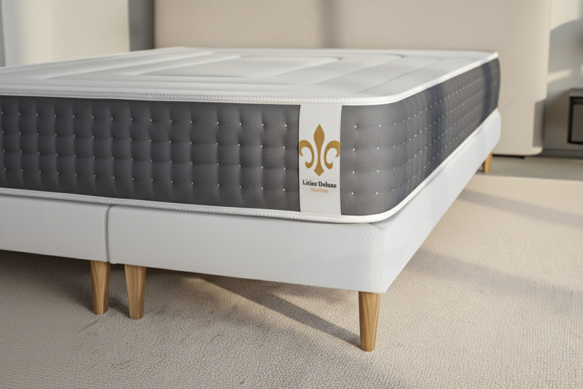 Ensemble Matelas Sommier 90x200 cm - Sommier Blanc (en kit) - Vingt-Six