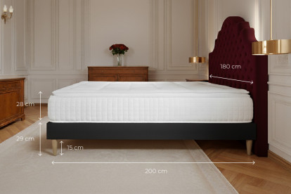 Ensemble Matelas Sommier 180x200 cm - Sommier Noir (en kit) - George V