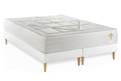 Pack lit complet 180x200 cm - Matelas + 2 Sommiers Blancs + 2 oreillers + Couette - Vingt-Huit
