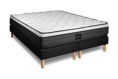 Ensemble Matelas Sommier 160x200 cm - 2 Sommiers Noirs - Suite