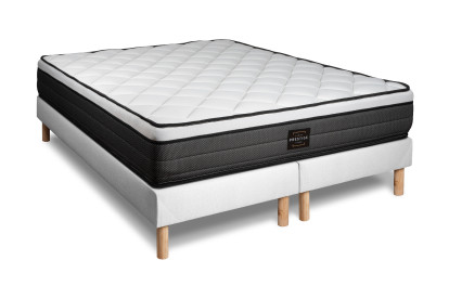 Ensemble Matelas Sommier 200x200 cm - 2 Sommiers Blancs (déjà monté) - Suite