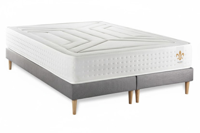 Ensemble Matelas Sommier 160x200 cm - 2 Sommiers Gris - Vingt-Quatre