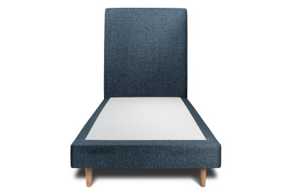 Lit 90x200 cm - Sommier tapissier H29 cm + tête de lit tapissée - Tissu Bouclette Bleu