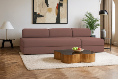 Canapé 4 places - 2 modules convertibles : Canapé 3 places + Fauteuil - Tissu lisse Terracotta