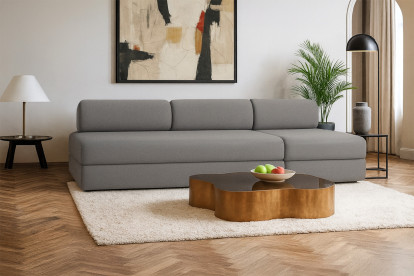 Canapé 4 places - 2 modules convertibles : Canapé 3 places + Fauteuil - Tissu lisse Gris
