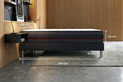 Ensemble Matelas Sommier 200x200 cm - Sommier Blanc (en kit) - Regen