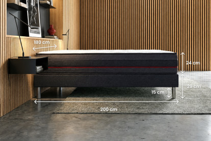 Ensemble Matelas Sommier 180x200 cm - Sommier Noir (en kit) - Regen