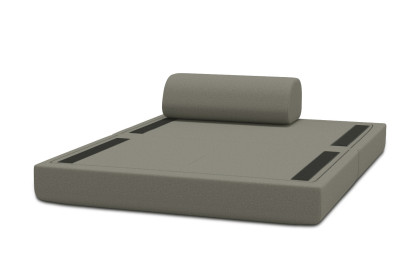 Canapé 2 places convertible et modulable - Tissu lisse Taupe