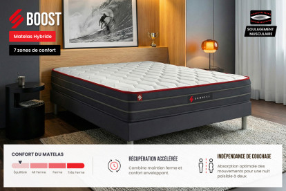 Ensemble Matelas Sommier 200x200 cm - 2 Sommiers Blanc - Boost