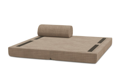Méridienne convertible et modulable - Velours côtelé XL Marron