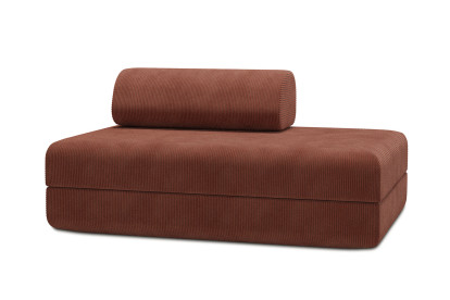 Canapé 2 places convertible et modulable - Velours côtelé Terracotta