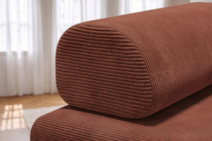 Méridienne convertible et modulable - Velours côtelé Terracotta