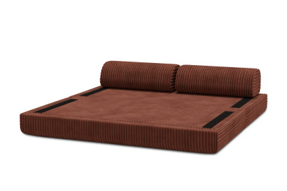 Canapé 3 places convertible et modulable - Velours côtelé XL Terracotta