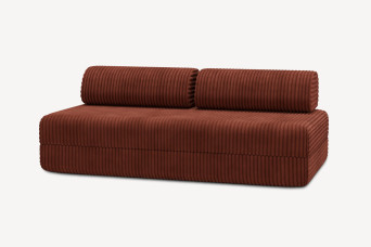 Canapé 3 places convertible et modulable - Velours côtelé XL Terracotta